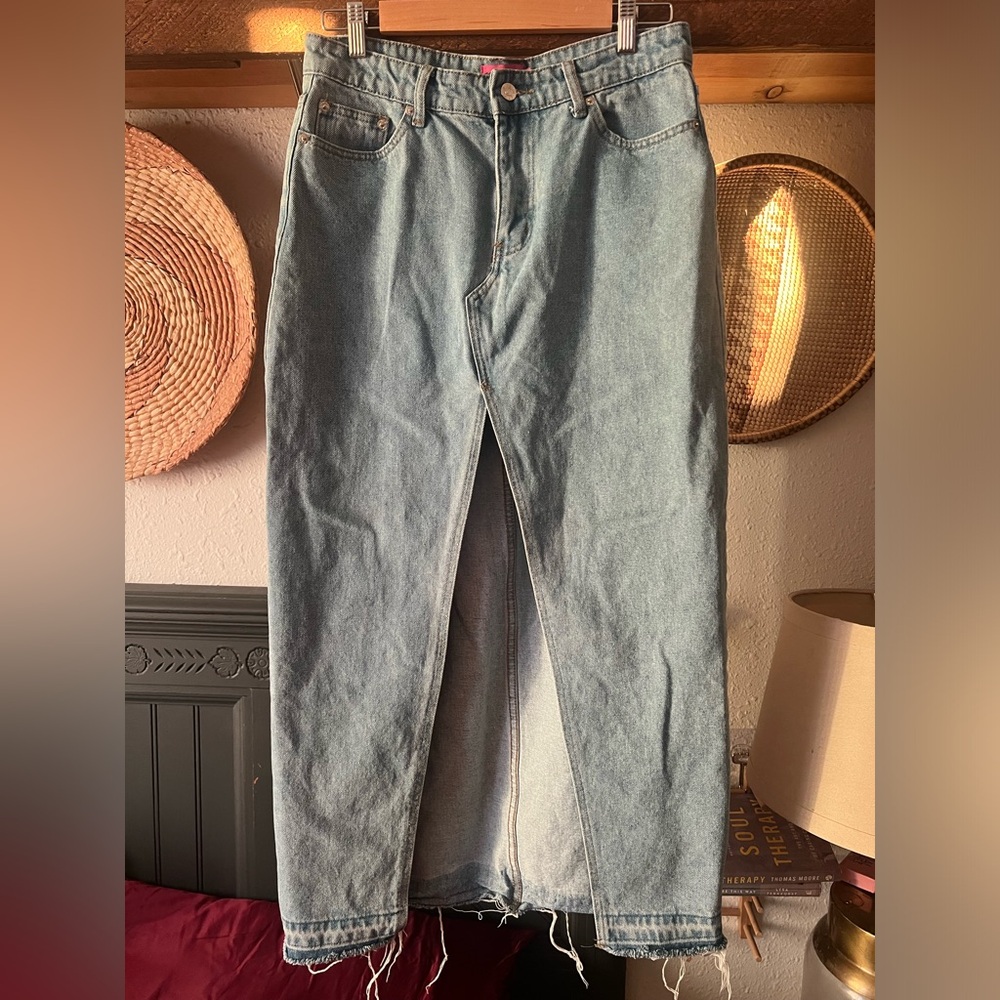 Edikted Long Denim Skirt with slit large